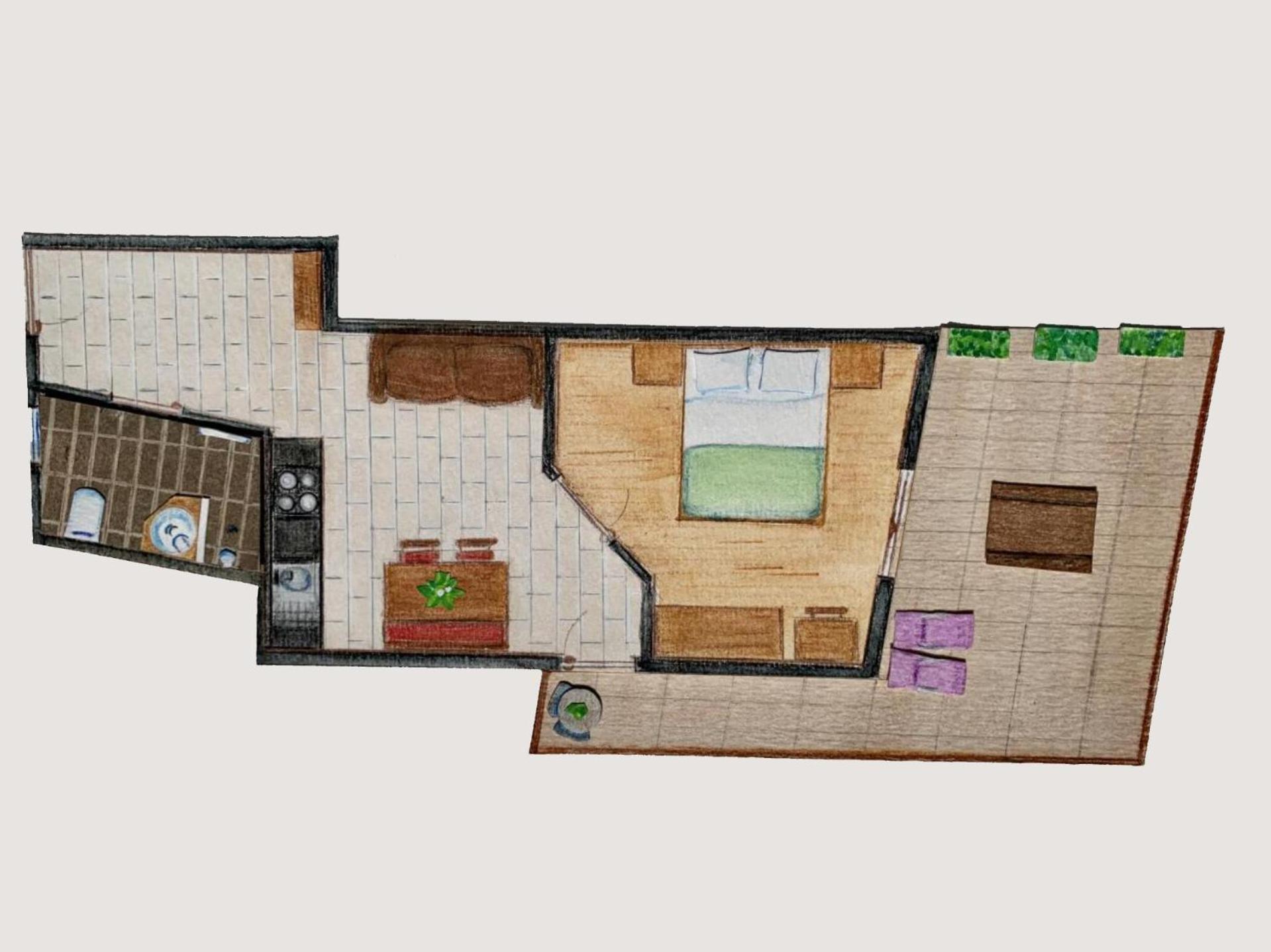 Apartment mit Balkon