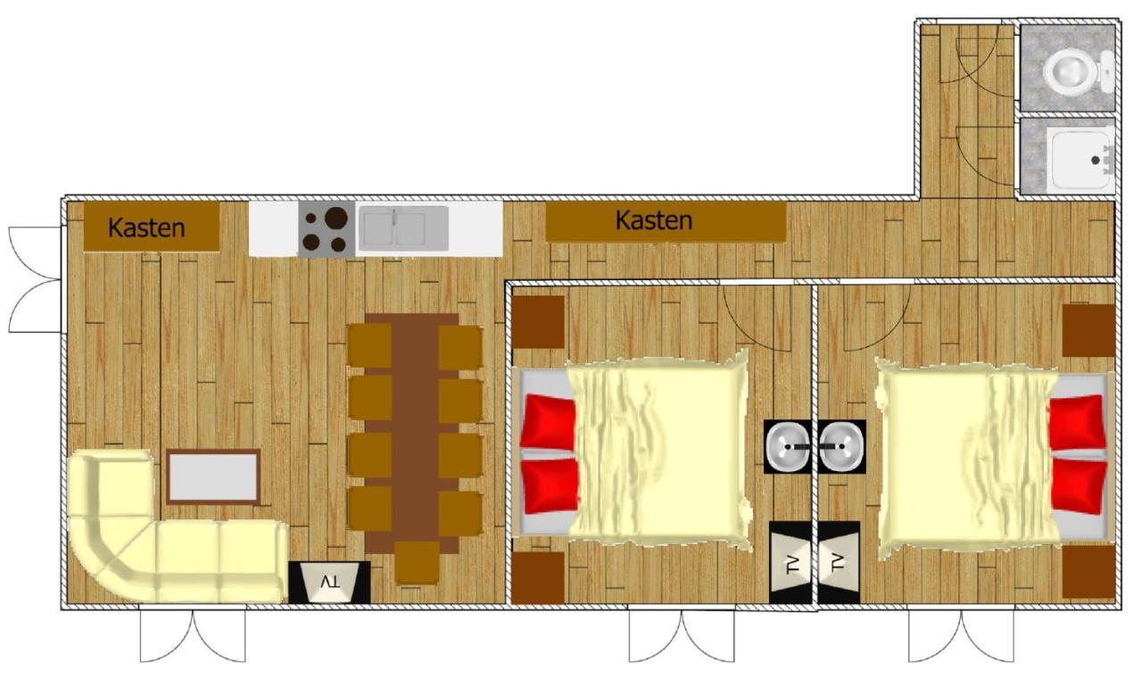 Großes Apartment mit 2 Schlafzimmern - Untergeschoss