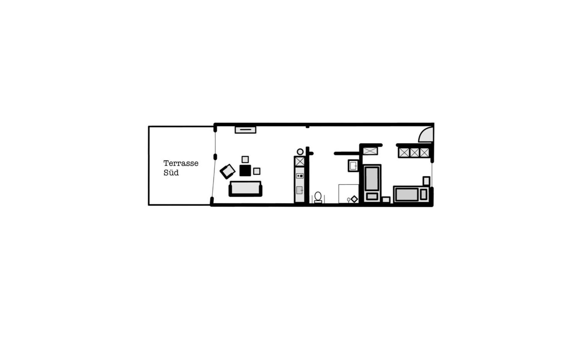 Apartment mit 1 Schlafzimmer und Garten