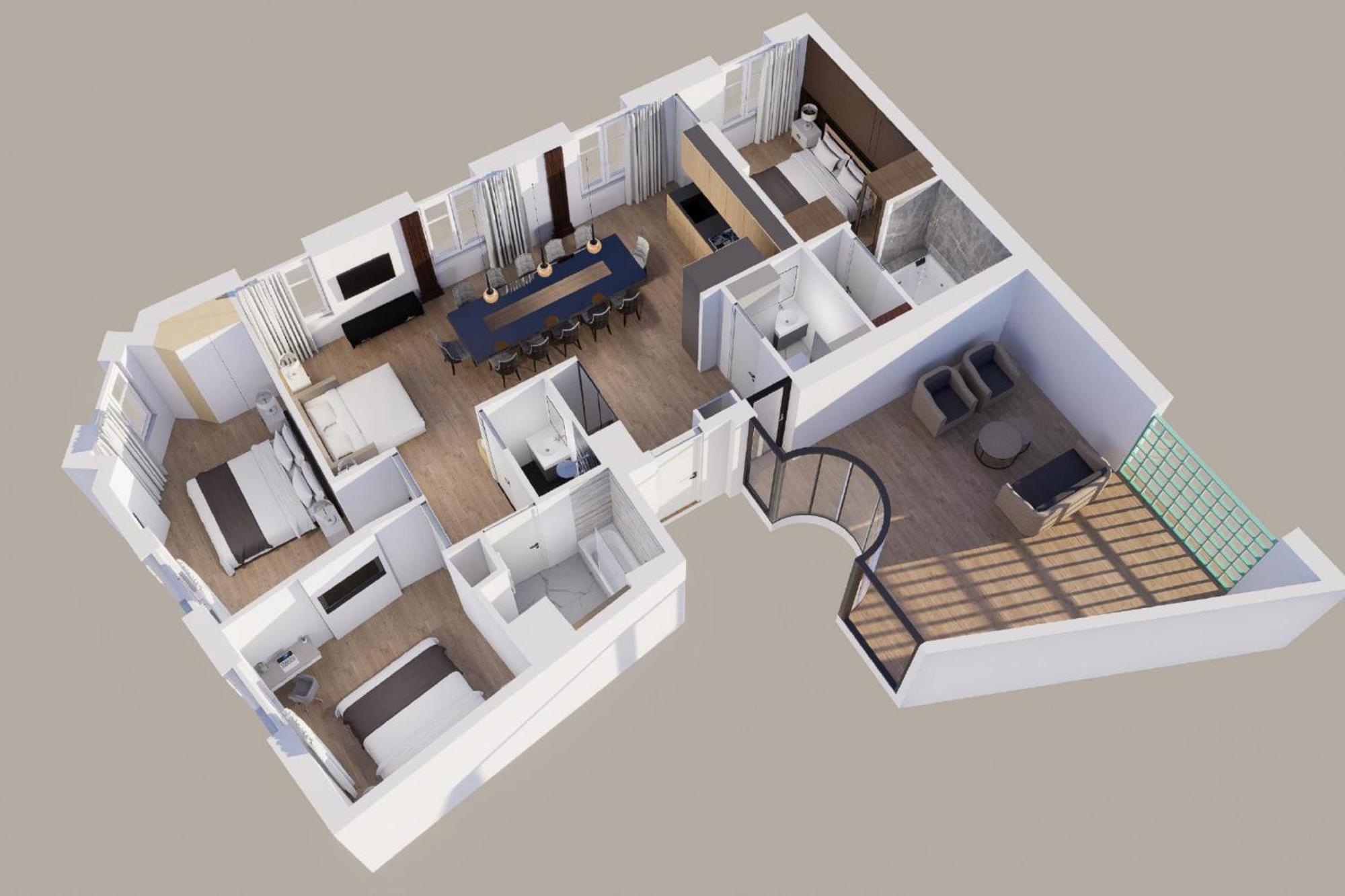 Three-Bedroom Apartment with View