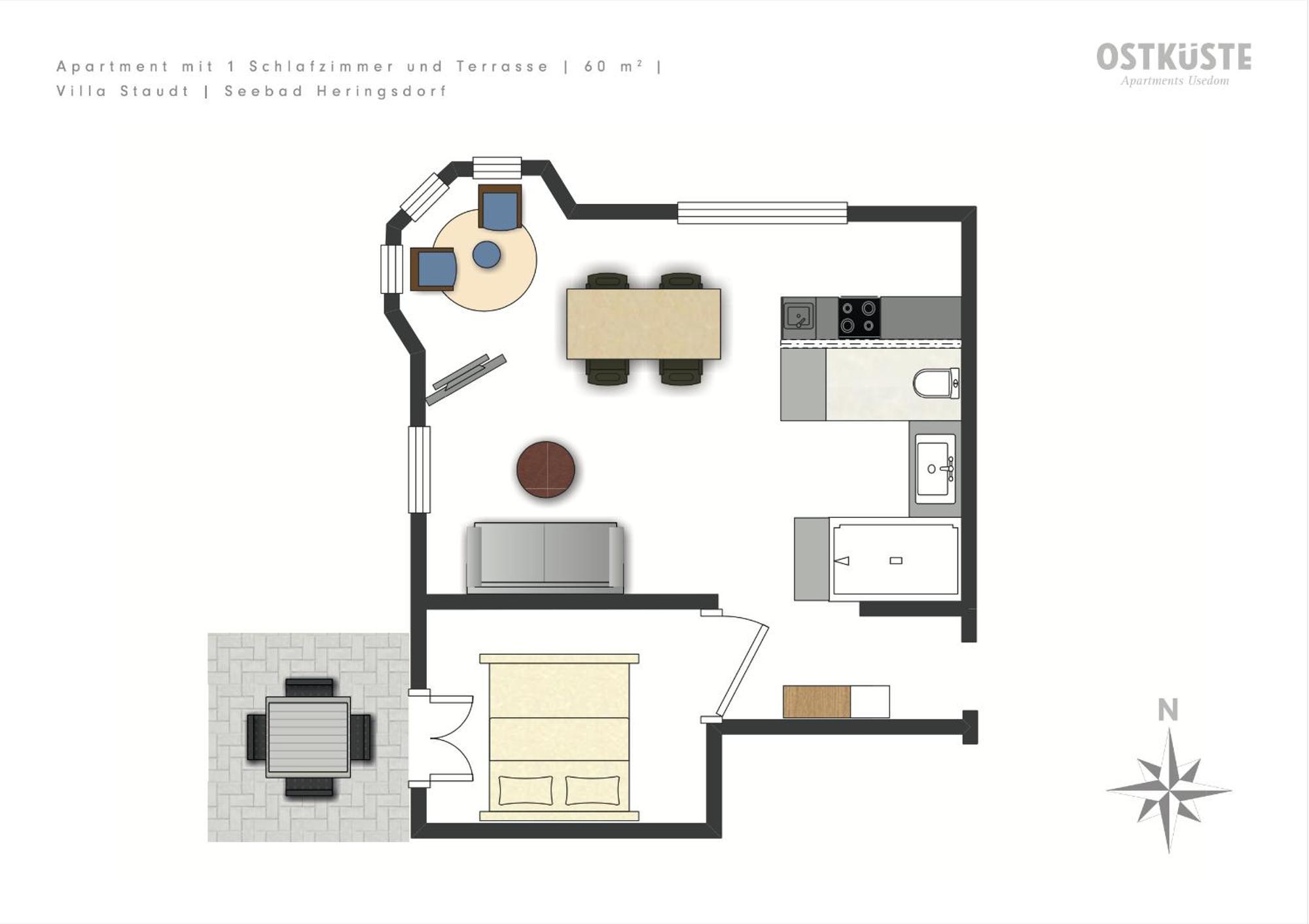 One-Bedroom Apartment Terrace 2