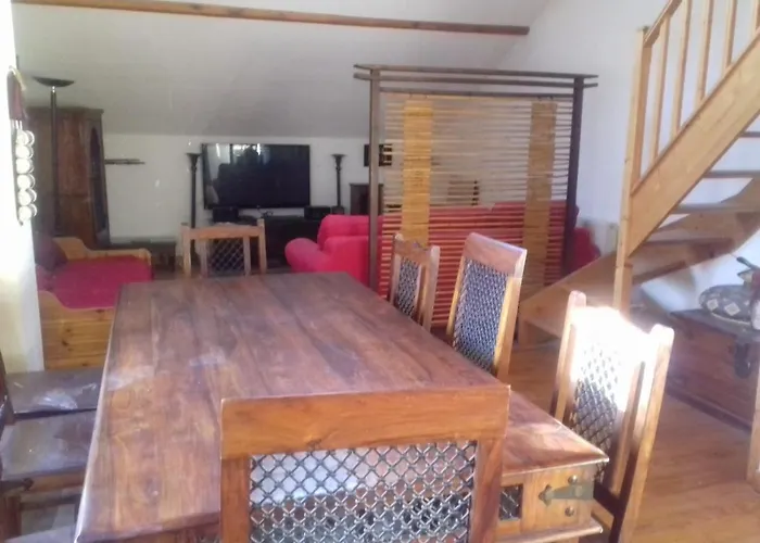 Appartement en loft 50m2 dans maison avec chambre en mezzanine et canapes lits dans salon