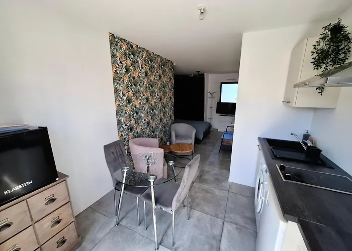 FLEUR DE SEL logement de 21m2 avec prêt vélos, cuisine et sdb privées avec terrasse clôturée de 17m2
