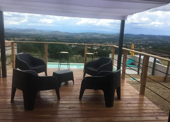 Villa à Barjac piscine chauffée et vue panoramique