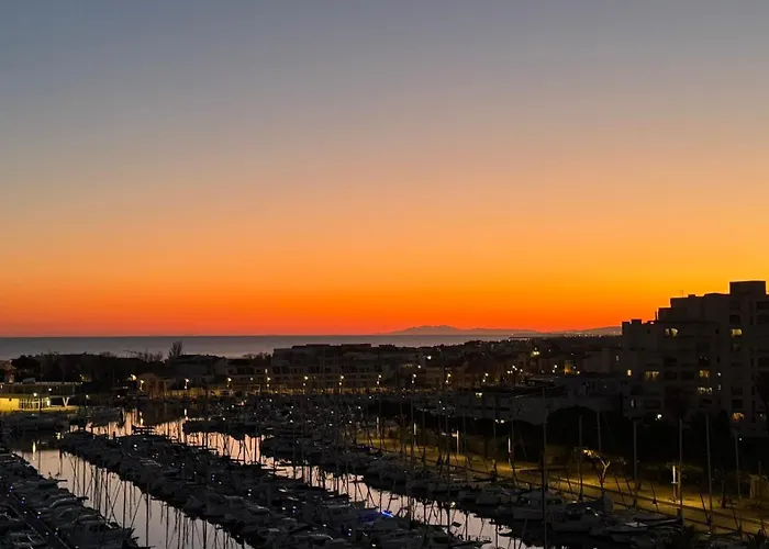 Carnon Plage, Vue panoramique sur mer port proche Parc Expo
