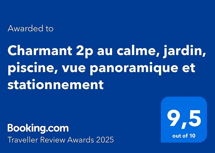 Charmant 2p au calme, jardin, piscine, vue panoramique et stationnement
