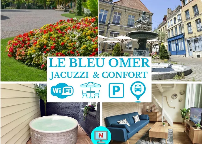 Le Bleu OMER - Jacuzzi&Netflix - Terrasse privée I Coeur de ville&Transports - Idéal FAMILLE - OFFRE SPÉCIALE