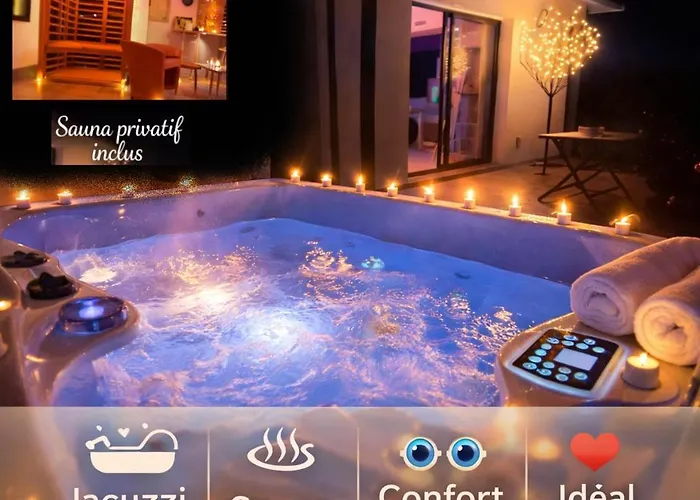 Un Séjour Romantique en couple avec Jacuzzi privé Chromothérapie Jardin Maison privée