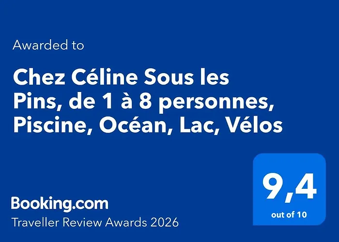 Chez Céline Sous les Pins, de 1 à 8 personnes, Piscine, Océan, Lac, Vélos