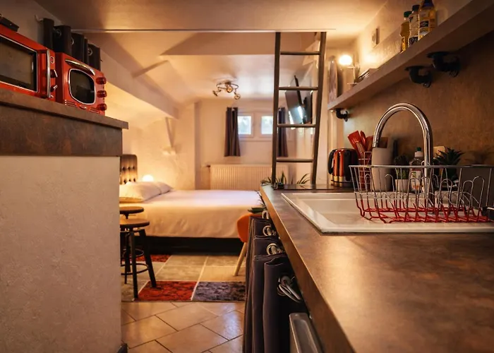 Studio atypique climatisé, Lit Queen Size, Netflix, parking, 500m centre